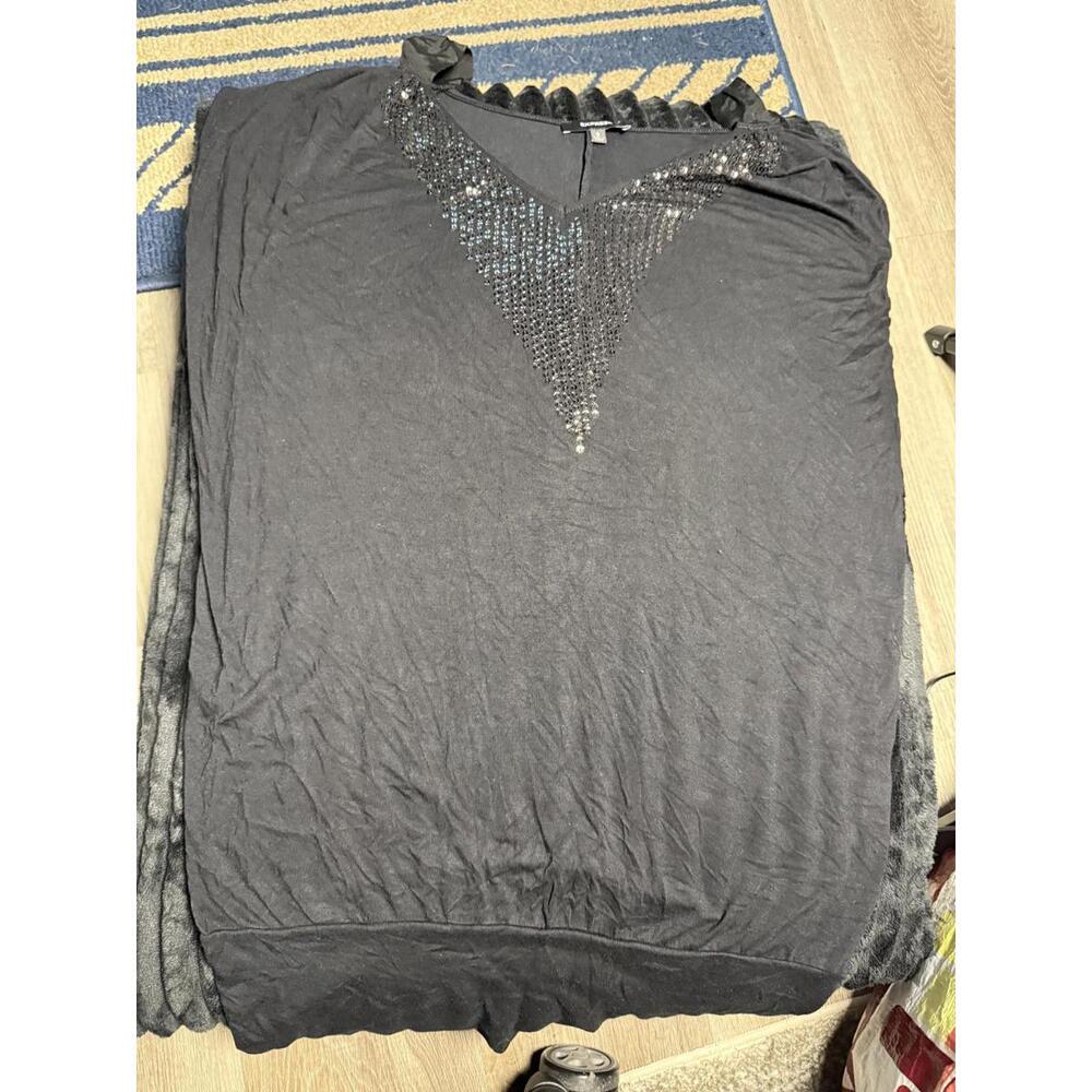 Express Women’s Small Black Sequin Mini Dress Party Top Y2K Style